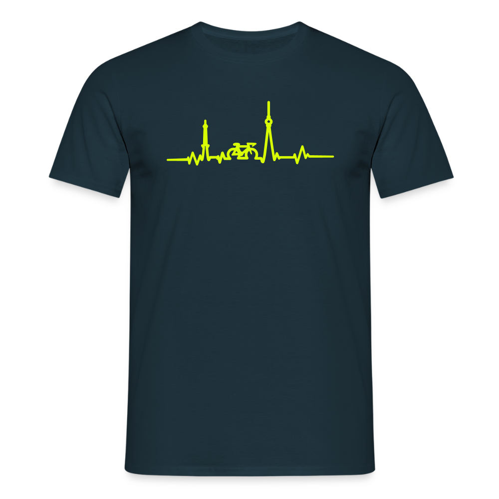 Herzschlag für Fahrradfahrer - Männer Premium T-Shirt - Navy