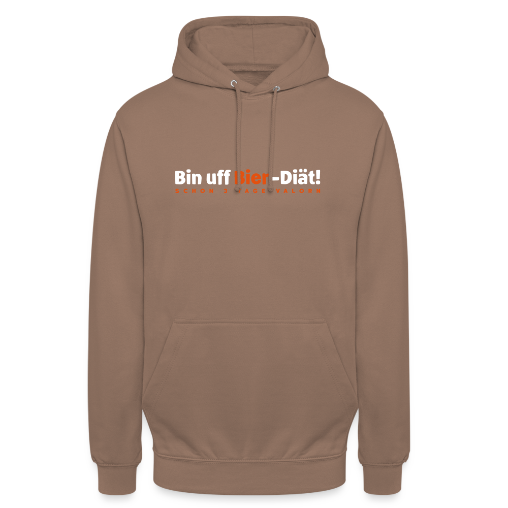 Bin uff Bier-Diät! (schon 3 Tage valorn) - Unisex Hoodie - Mokka