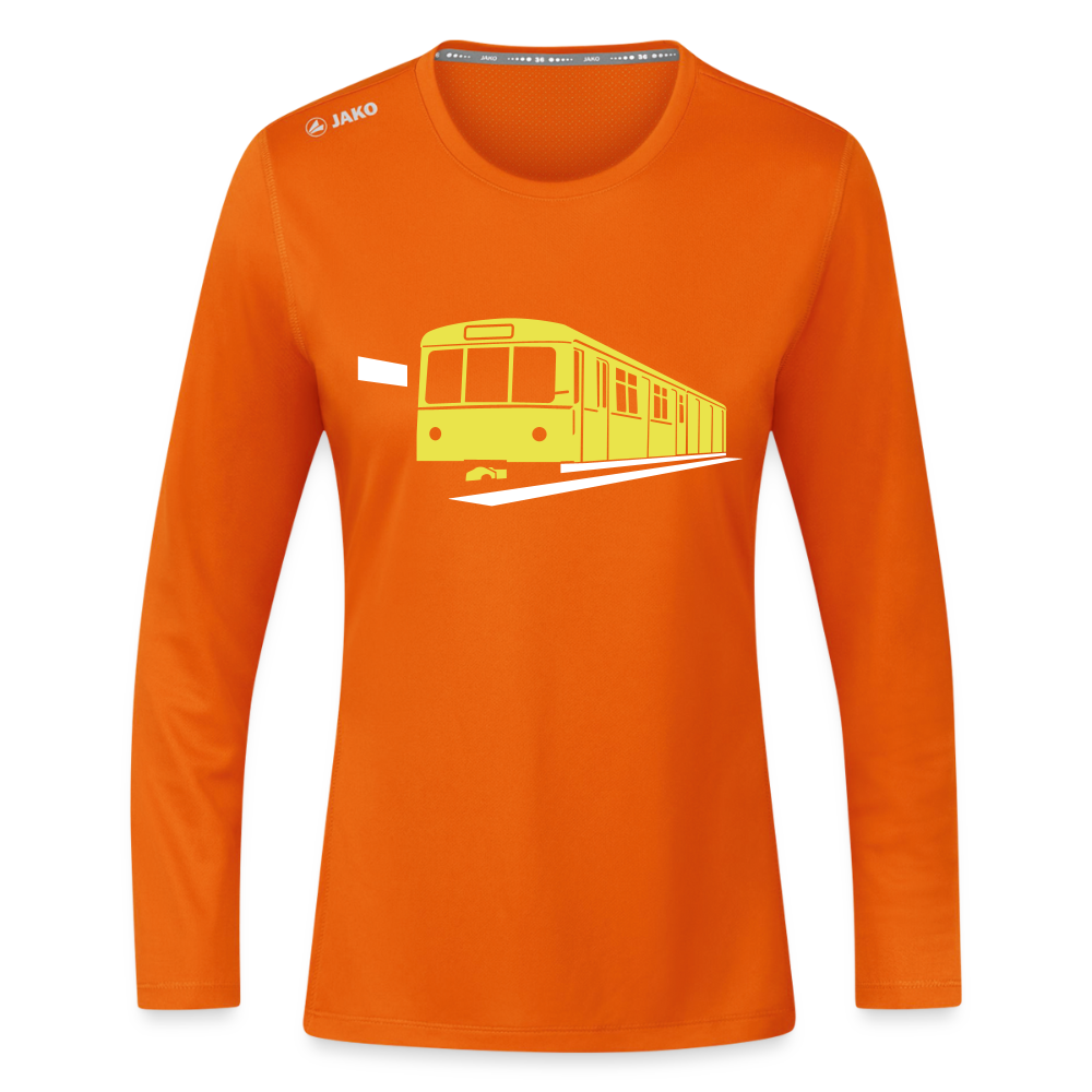 Die U-Bahn kommt - Frauen Sport Langarmshirt - Neonorange
