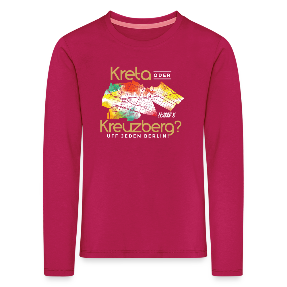 Kreta oder Kreuzberg - Kinder Langarmshirt - dunkles Pink