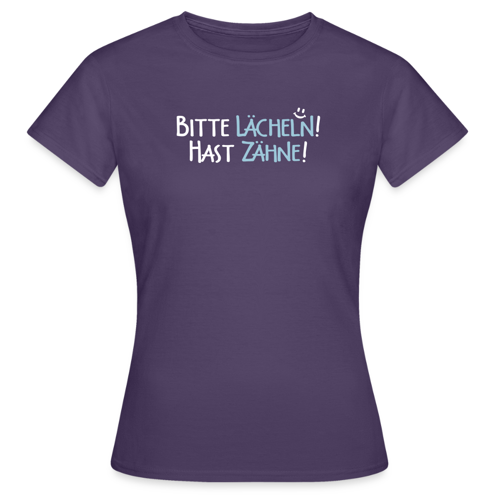 Bitte lächeln! Hast Zähne! - Frauen Premium T-Shirt - Dunkellila