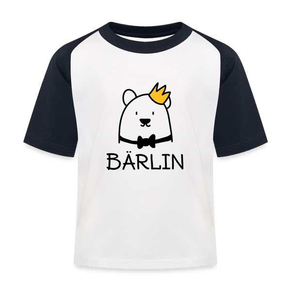 Bärlin - Kinder Baseball T-Shirt - Weiß/Navy