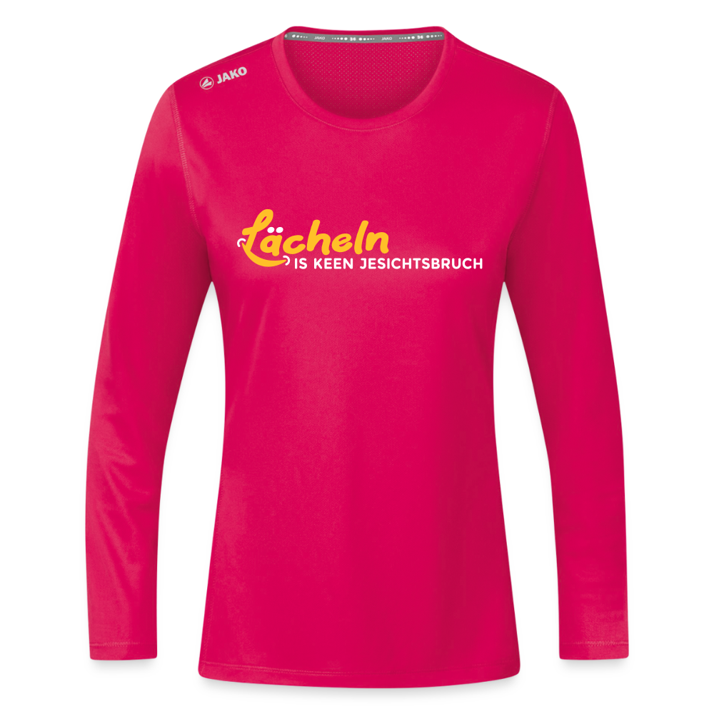 Lächeln is keen Jesichtsbruch - Frauen Sport Langarmshirt - dunkles Pink