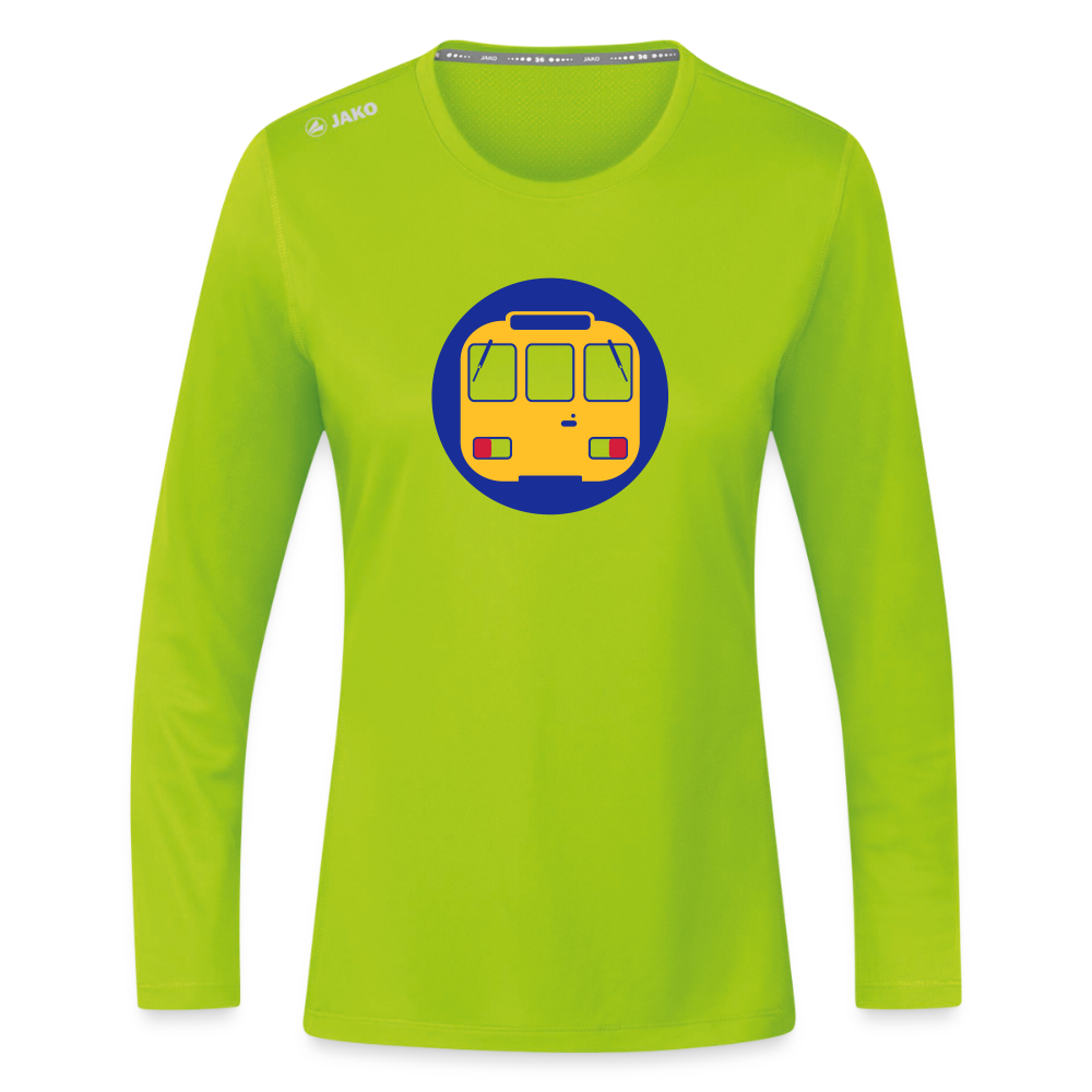 U-Bahntunnel - Frauen Sport Langarmshirt - Neongrün
