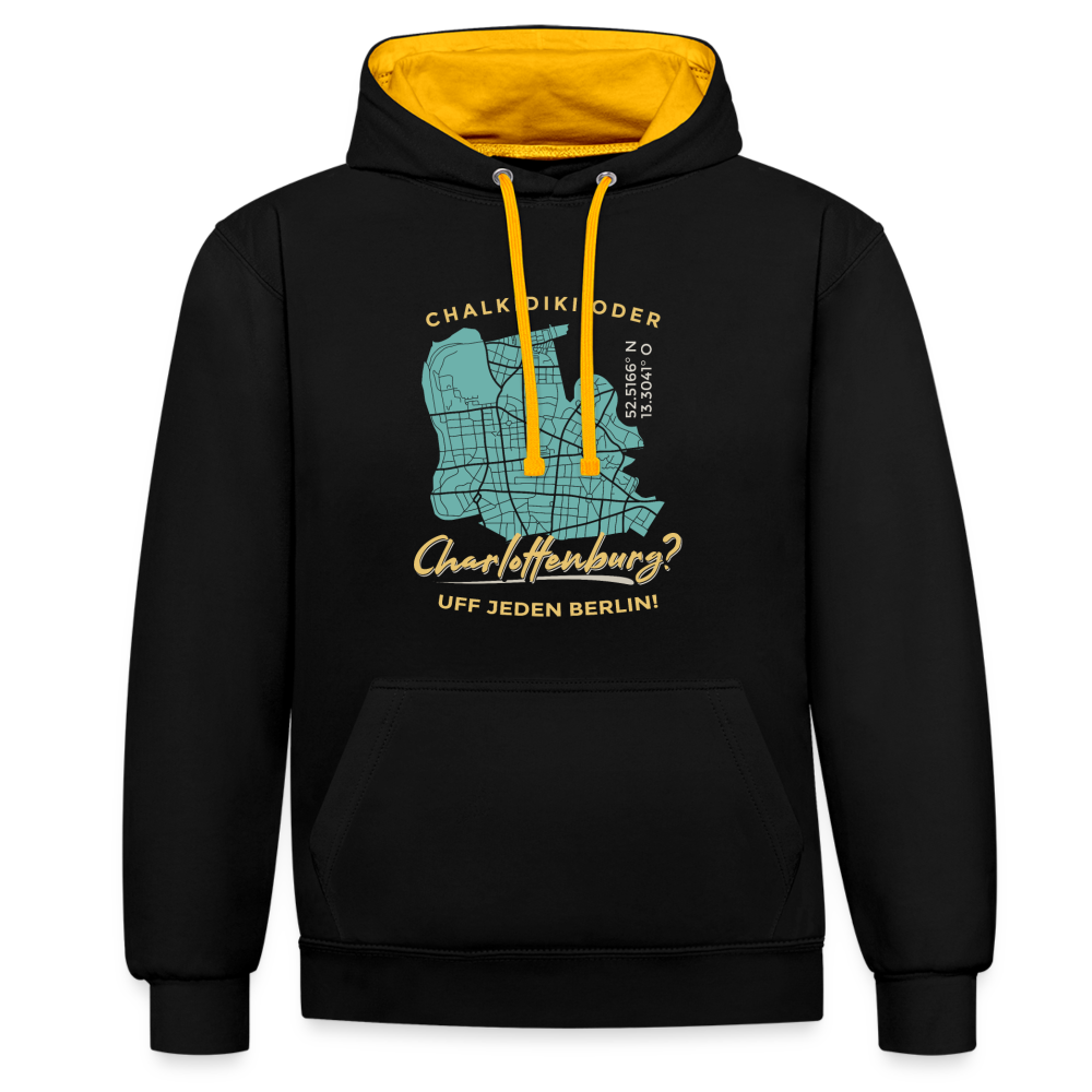 Chalkidiki oder Charlottenburg - Kontrast Hoodie - Schwarz/Gold