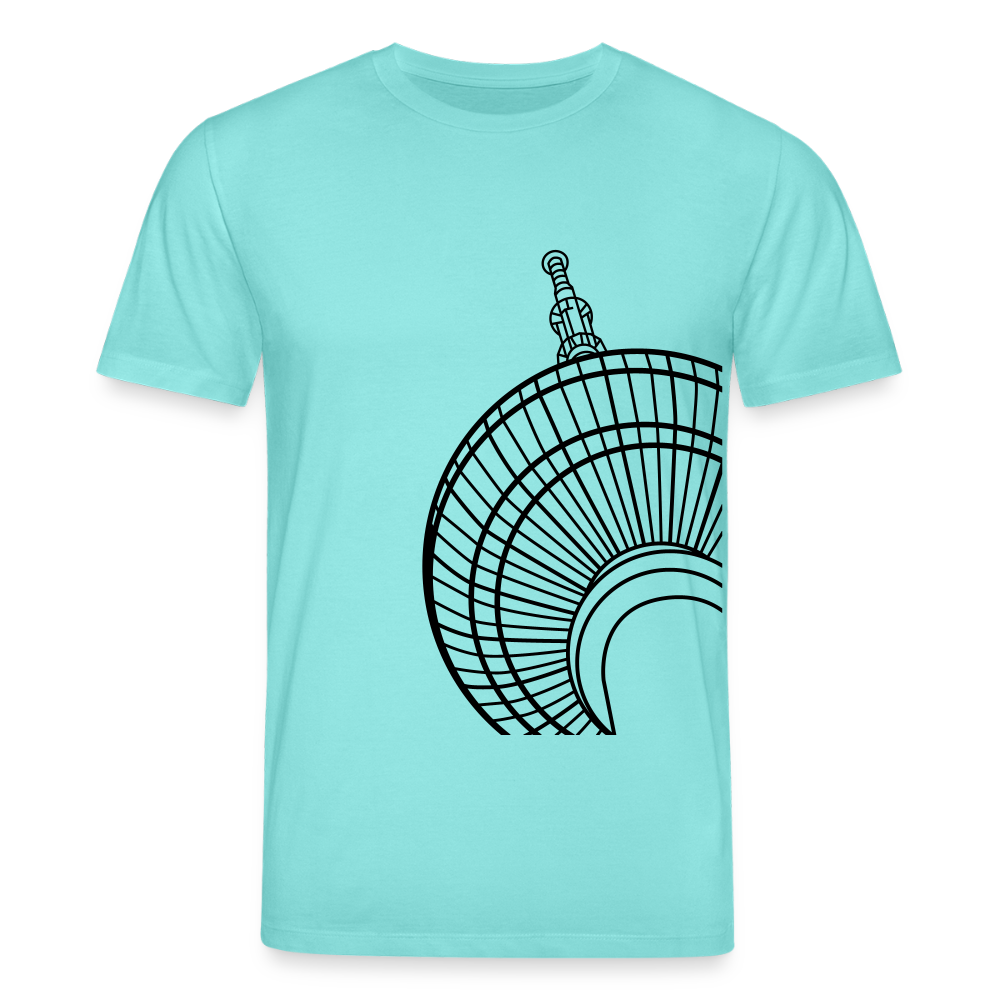 Der Turm von unten - schwarz - Unisex Bio T-Shirt - Poolblau