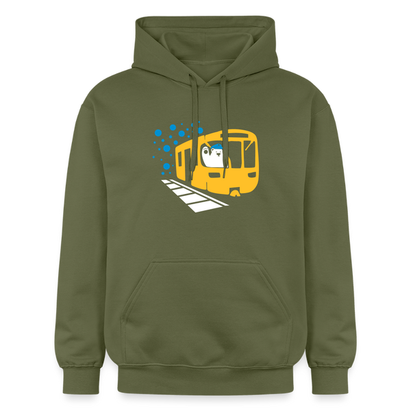 Bär in U-Bahn Kommt - Hoodie - Militärgrün