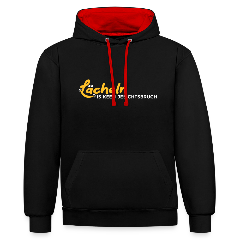 Lächeln is keen Jesichtsbruch - Kontrast Hoodie - Schwarz/Rot