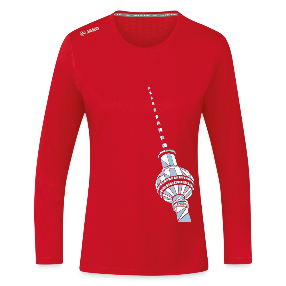 Fernsehturm Geometrie - Frauen Sport Langarmshirt - Rot
