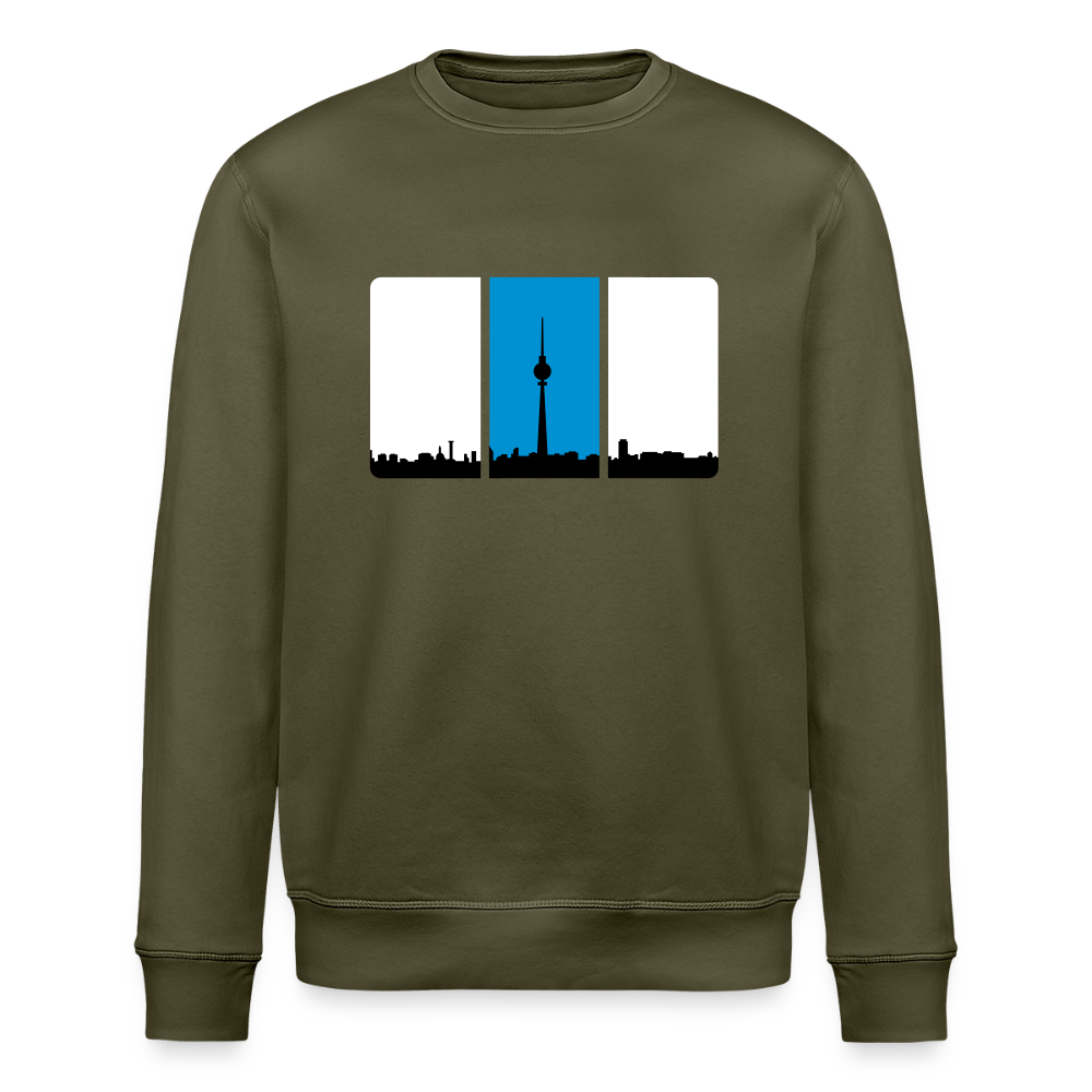 Berliner Skyline in Streifen - Unisex Bio Sweatshirt - Khaki