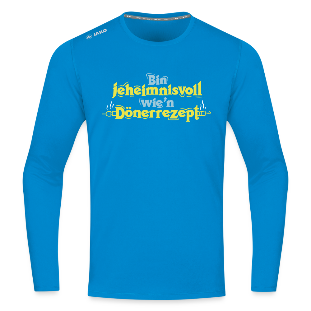 Bin jeheimnisvoll wie'n Dönerrezept. - Männer Sport Langamshirt - Saphirblau