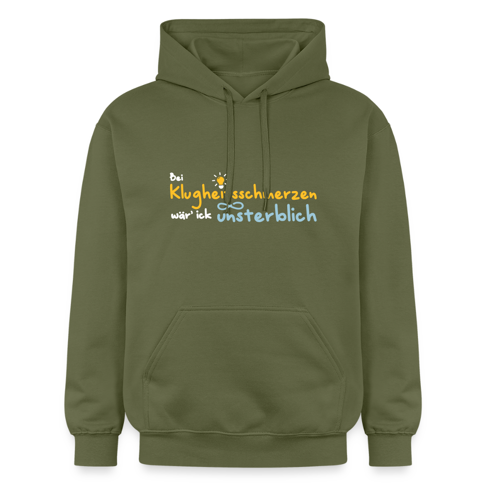 Bei Klugheitsschmerzen wär' ick unsterblich - Hoodie - Militärgrün