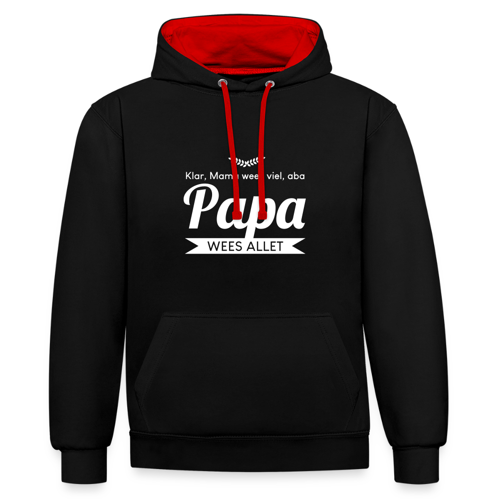 Opa wees allet - Kontrast Hoodie - Schwarz/Rot