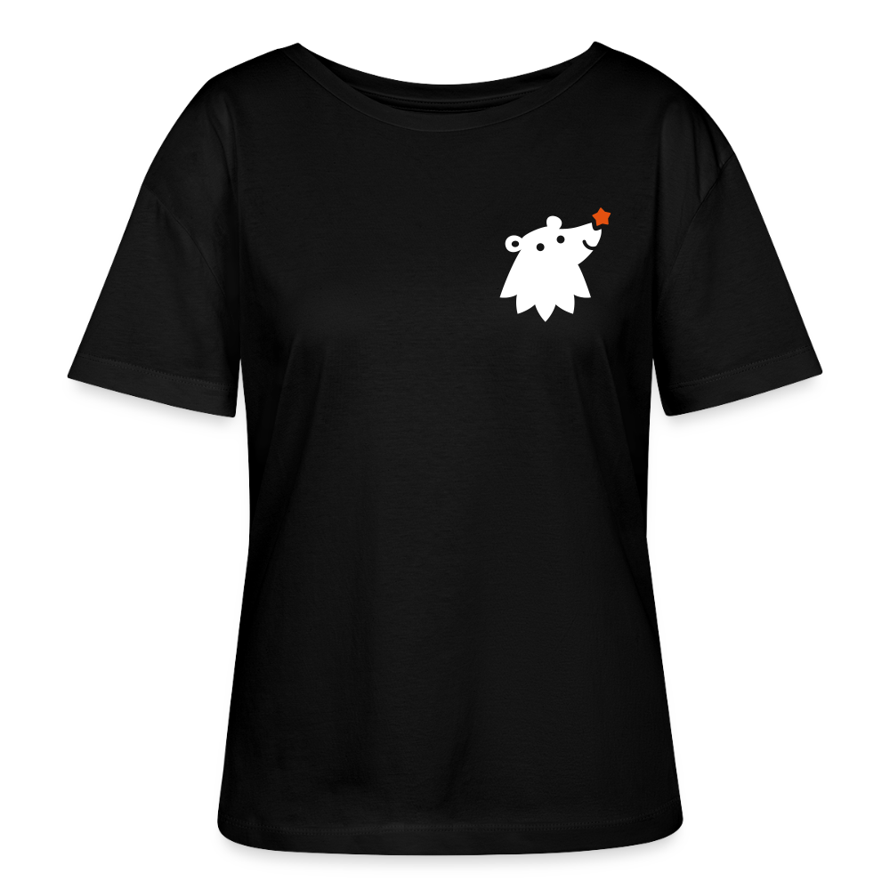 Schnauze Bär - Relaxed Rundhals Frauen Bio-T-Shirt - Schwarz