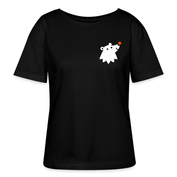 Schnauze Bär - Relaxed Rundhals Frauen Bio-T-Shirt - Schwarz