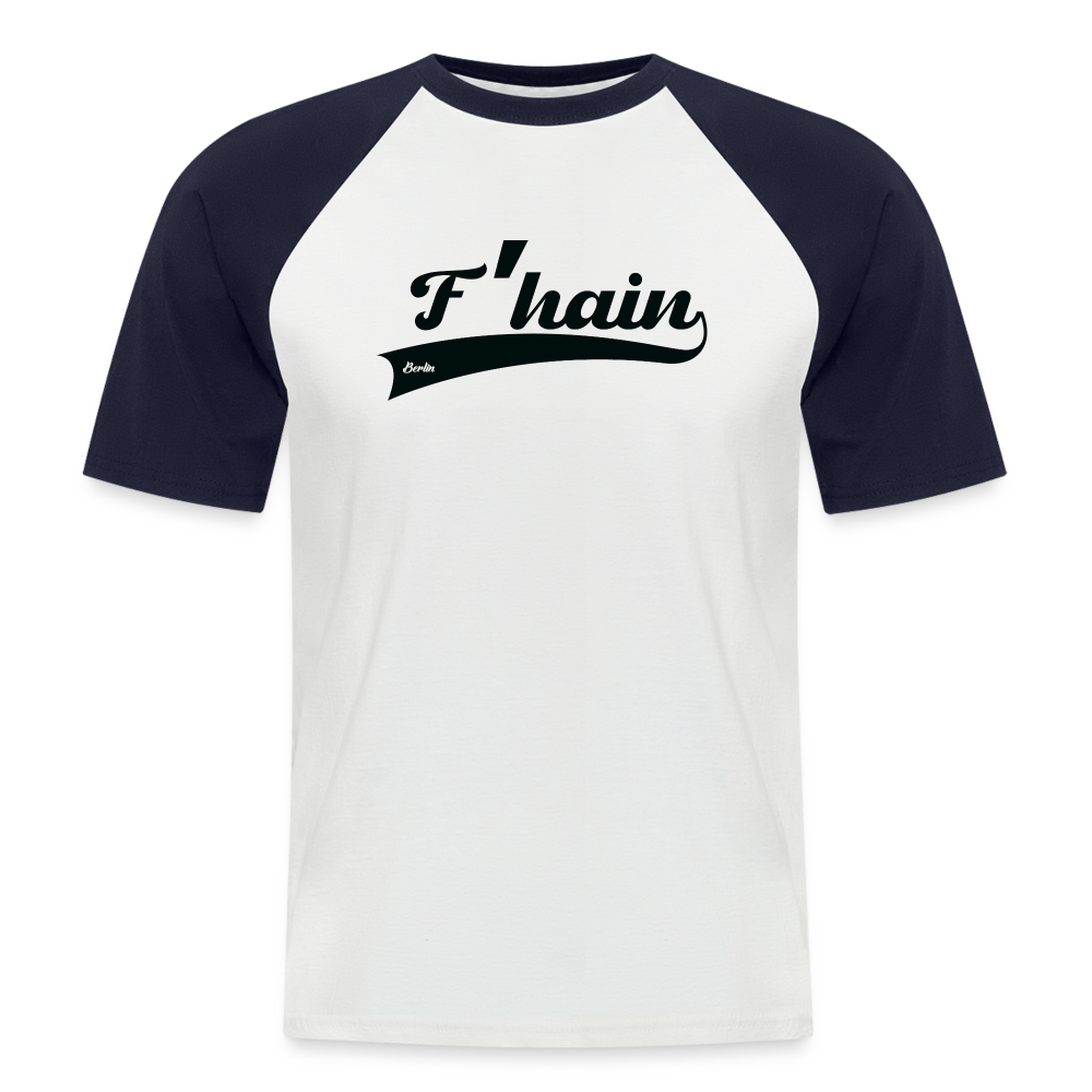 F'hain - Männer Baseball T-Shirt - Weiß/Navy