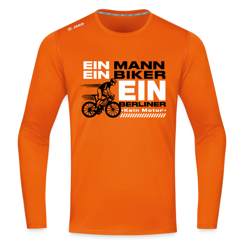 Ein Mann, Ein Biker, Ein Berliner - Männer Sport Langamshirt - Neonorange