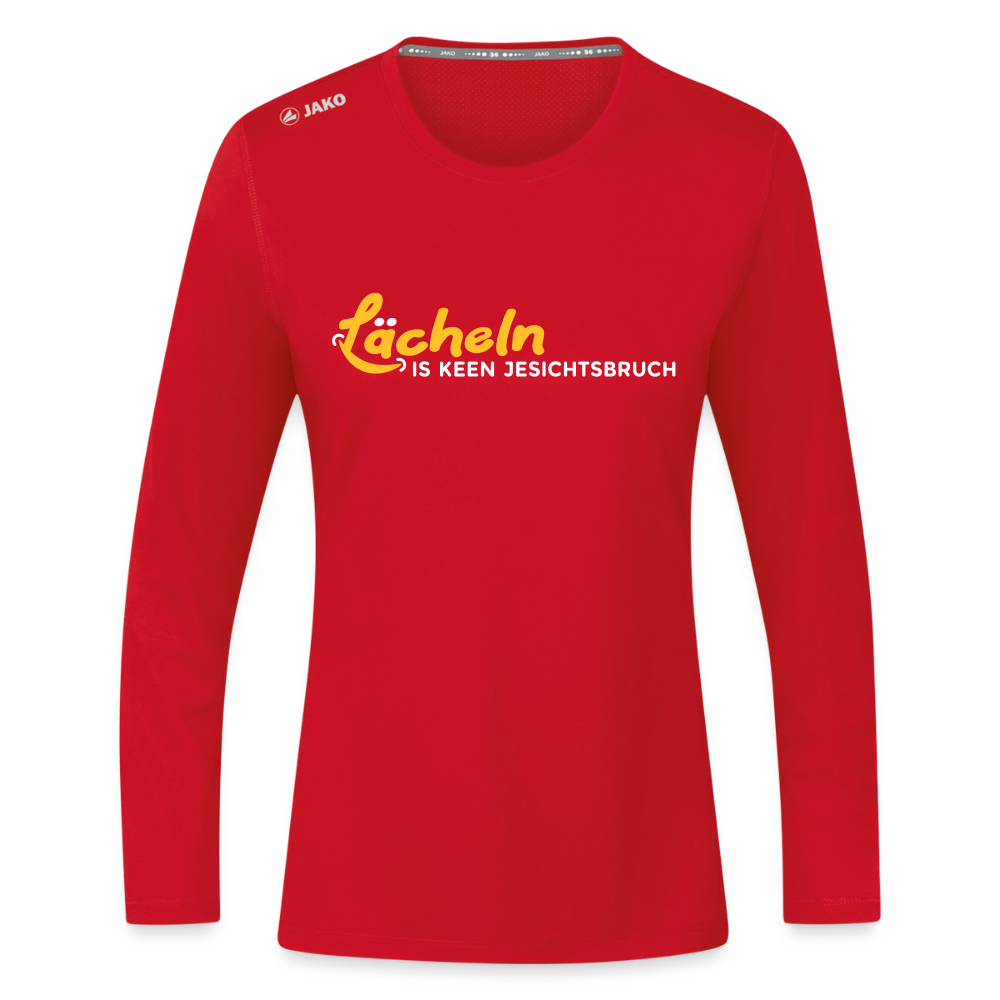 Lächeln is keen Jesichtsbruch - Frauen Sport Langarmshirt - Rot