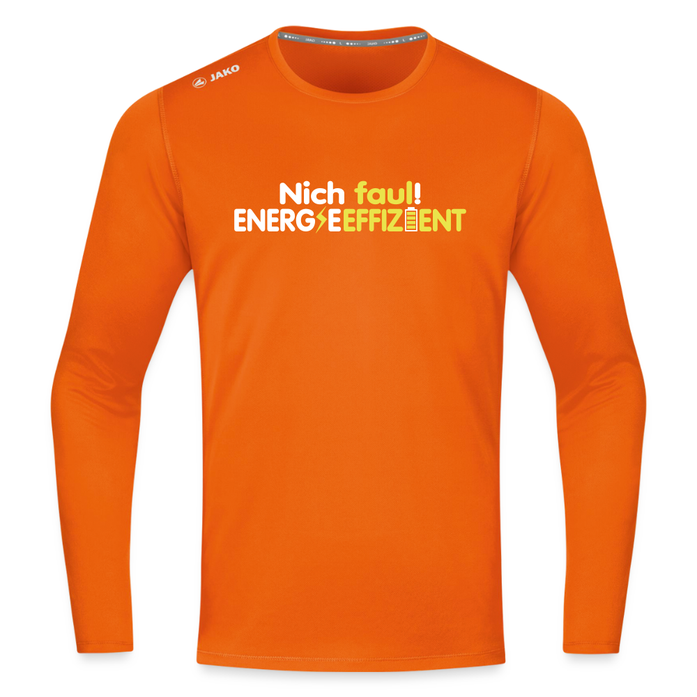 Nich faul! Energieeffizient! - Männer Sport Langamshirt - Neonorange