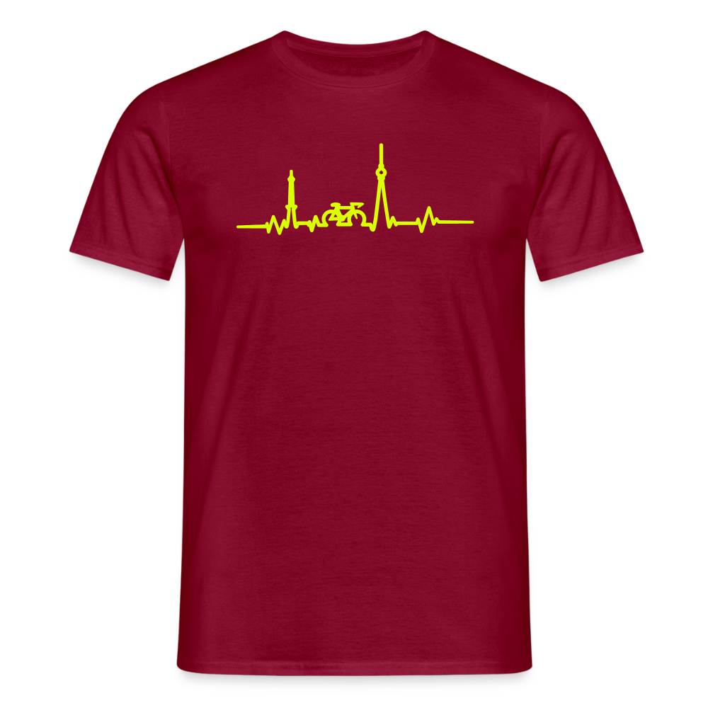 Herzschlag für Fahrradfahrer - Männer Premium T-Shirt - Ziegelrot