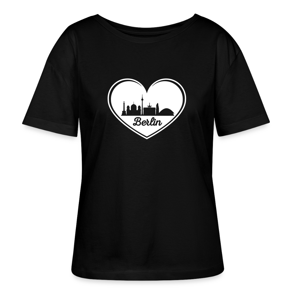 I love Berlin weiß - Relaxed Rundhals Frauen Bio-T-Shirt - Schwarz