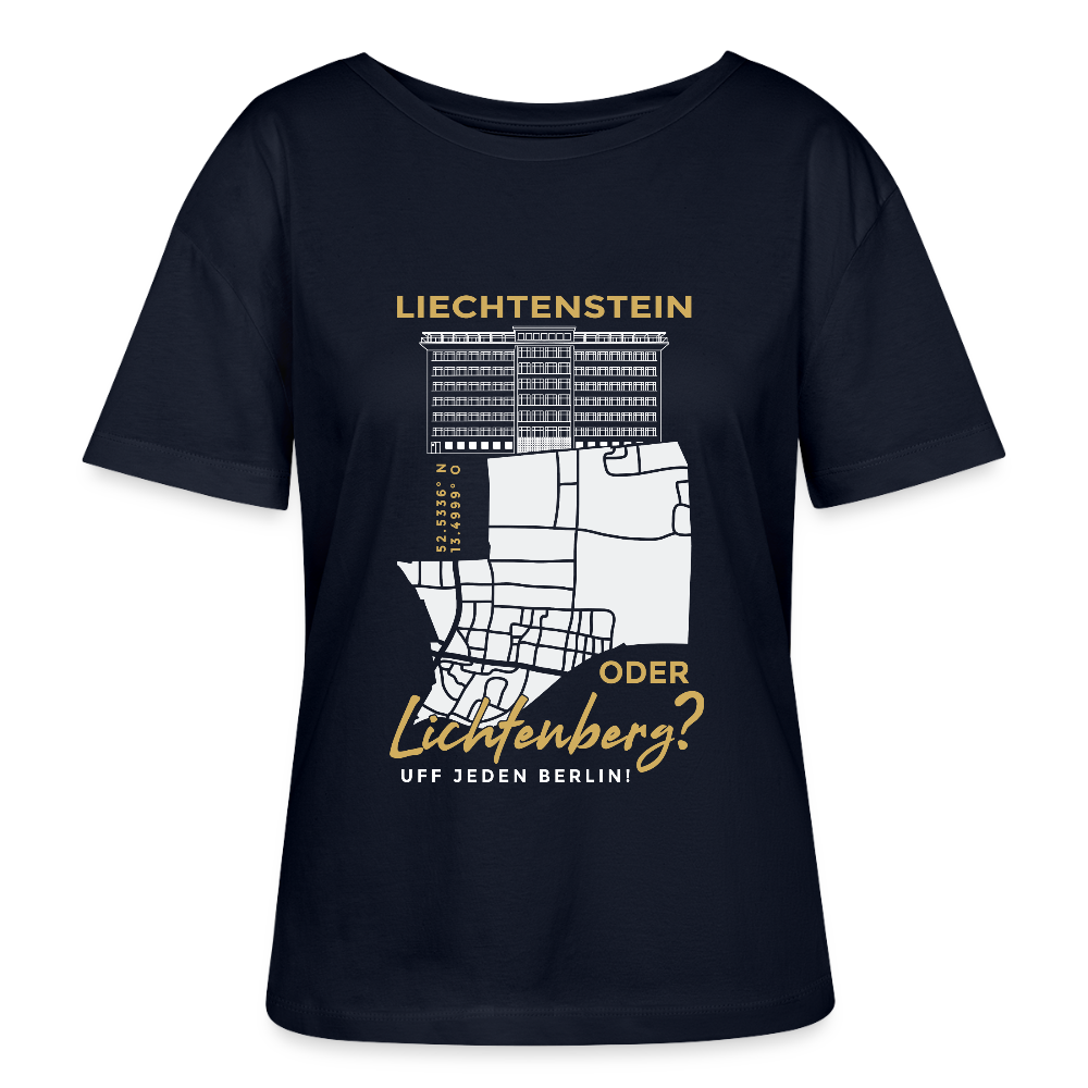 Liechtenstein oder Lichtenberg - Relaxed Rundhals Frauen Bio-T-Shirt - Navy