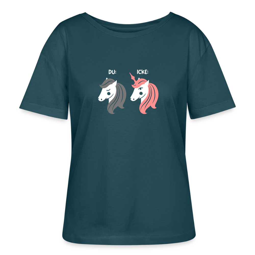 Berliner Einhorn - Relaxed Rundhals Frauen Bio-T-Shirt - Dunkles Petrol