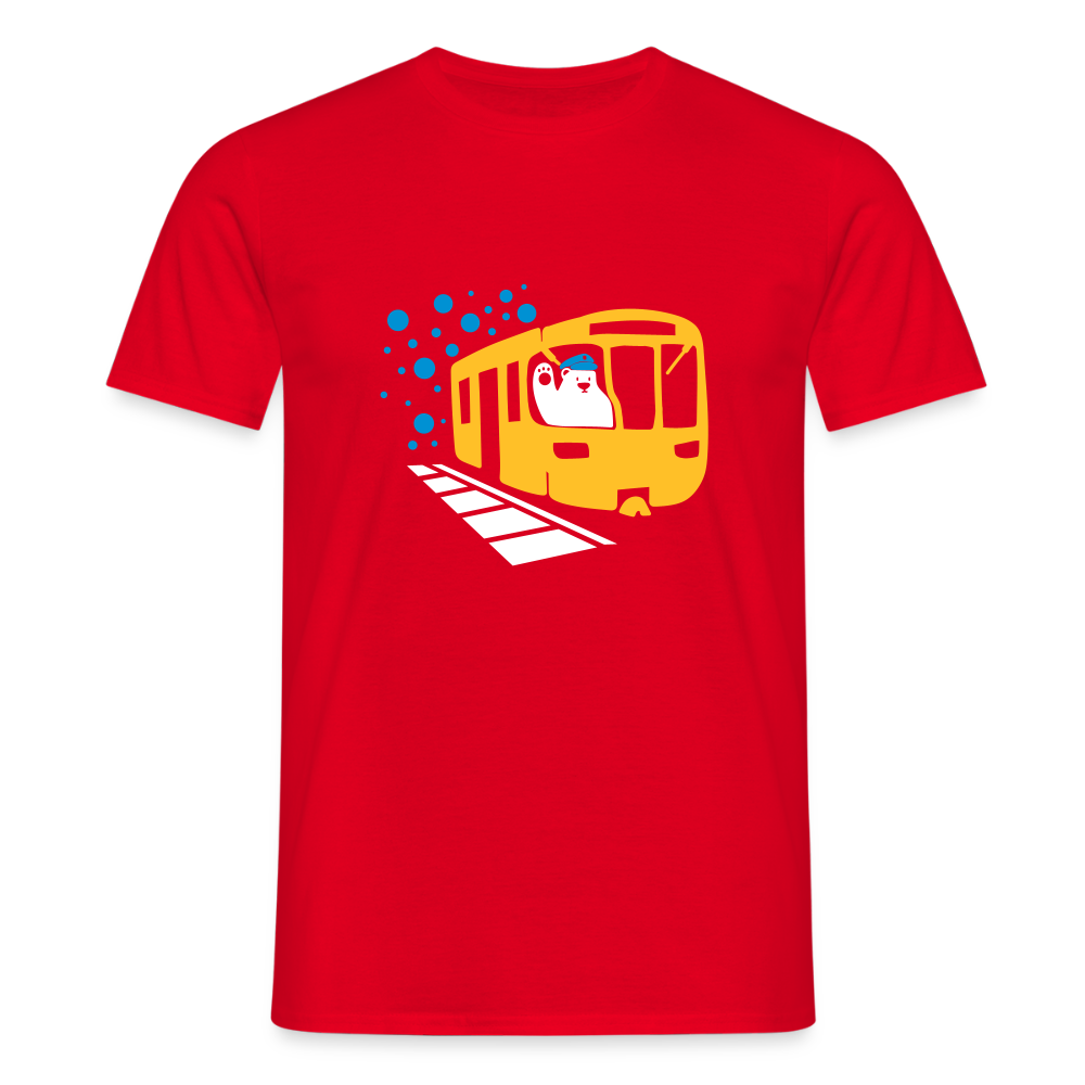 Bär in U-Bahn Kommt - Männer Premium T-Shirt - Rot