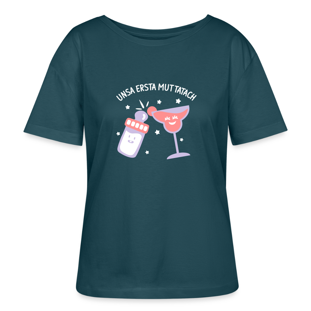 unsa ersta Muttatach - Relaxed Rundhals Frauen Bio-T-Shirt - Dunkles Petrol
