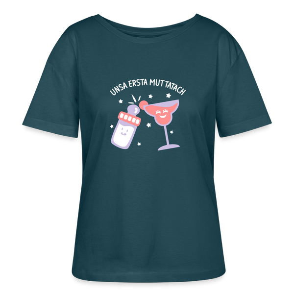 unsa ersta Muttatach - Relaxed Rundhals Frauen Bio-T-Shirt - Dunkles Petrol
