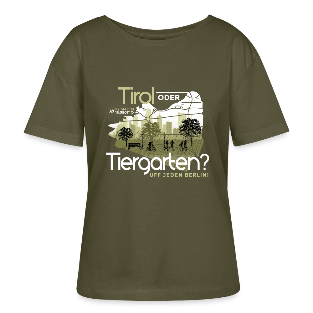 Tirol oder Tiergarten - Relaxed Rundhals Frauen Bio-T-Shirt - Khaki