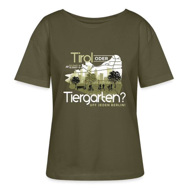 Tirol oder Tiergarten - Relaxed Rundhals Frauen Bio-T-Shirt - Khaki