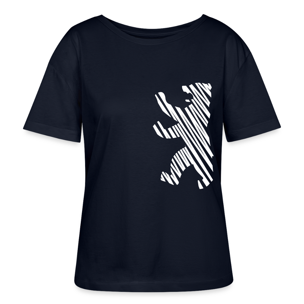 Berliner Bär im Netz - weiß - Relaxed Rundhals Frauen Bio-T-Shirt - Navy