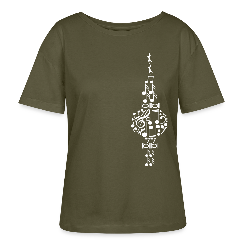 Fernsehturm der Noten - Relaxed Rundhals Frauen Bio-T-Shirt - Khaki