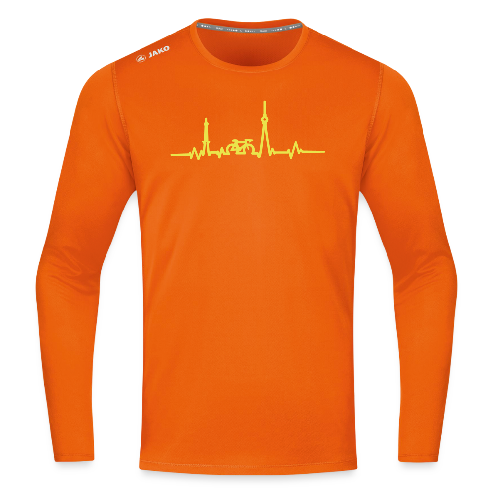 Herzschlag für Fahrradfahrer - Männer Sport Langamshirt - Neonorange