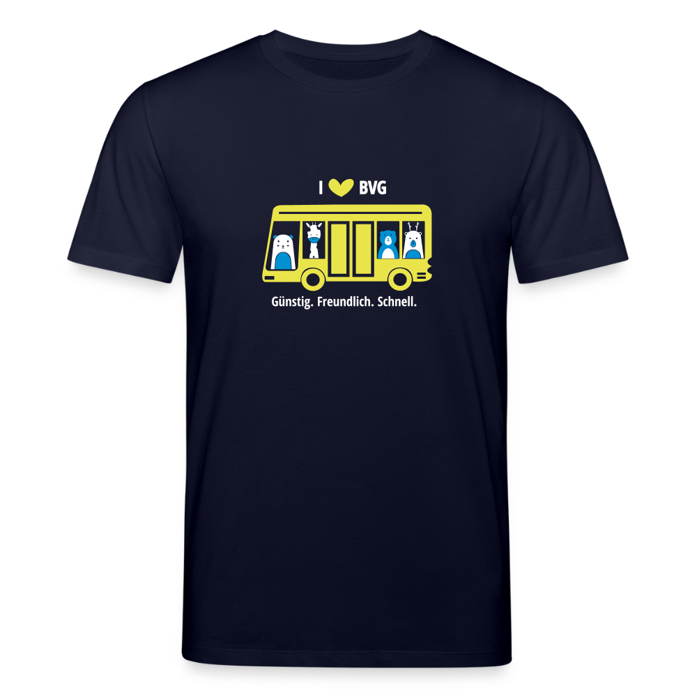 I love BVG - Unisex Bio T-Shirt - Navy