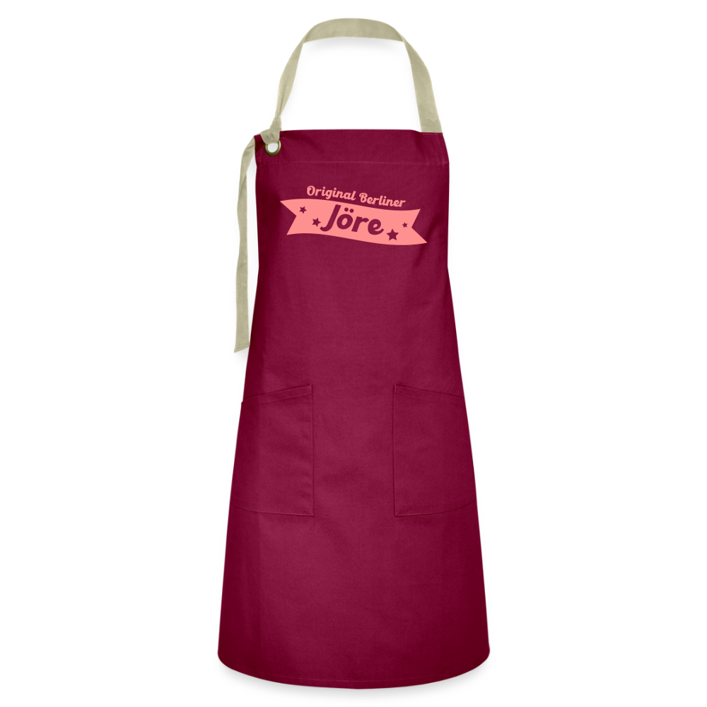 Berliner Jöre - Kontrastschürze - Burgunderrot / Sandfarben