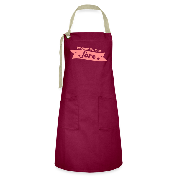 Berliner Jöre - Kontrastschürze - Burgunderrot / Sandfarben