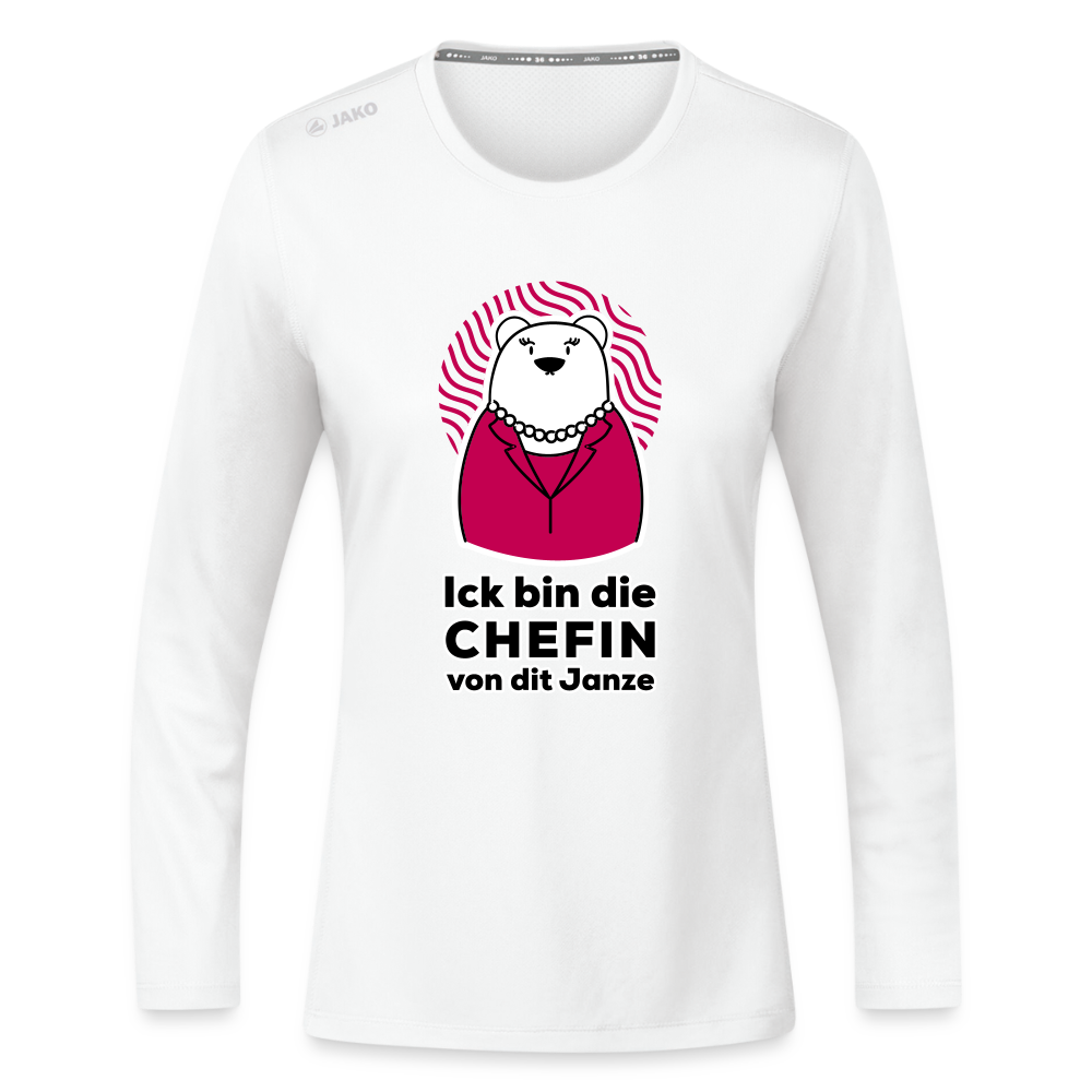 Chefin - Frauen Sport Langarmshirt - Weiß