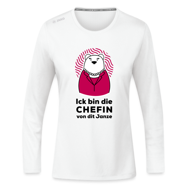Chefin - Frauen Sport Langarmshirt - Weiß