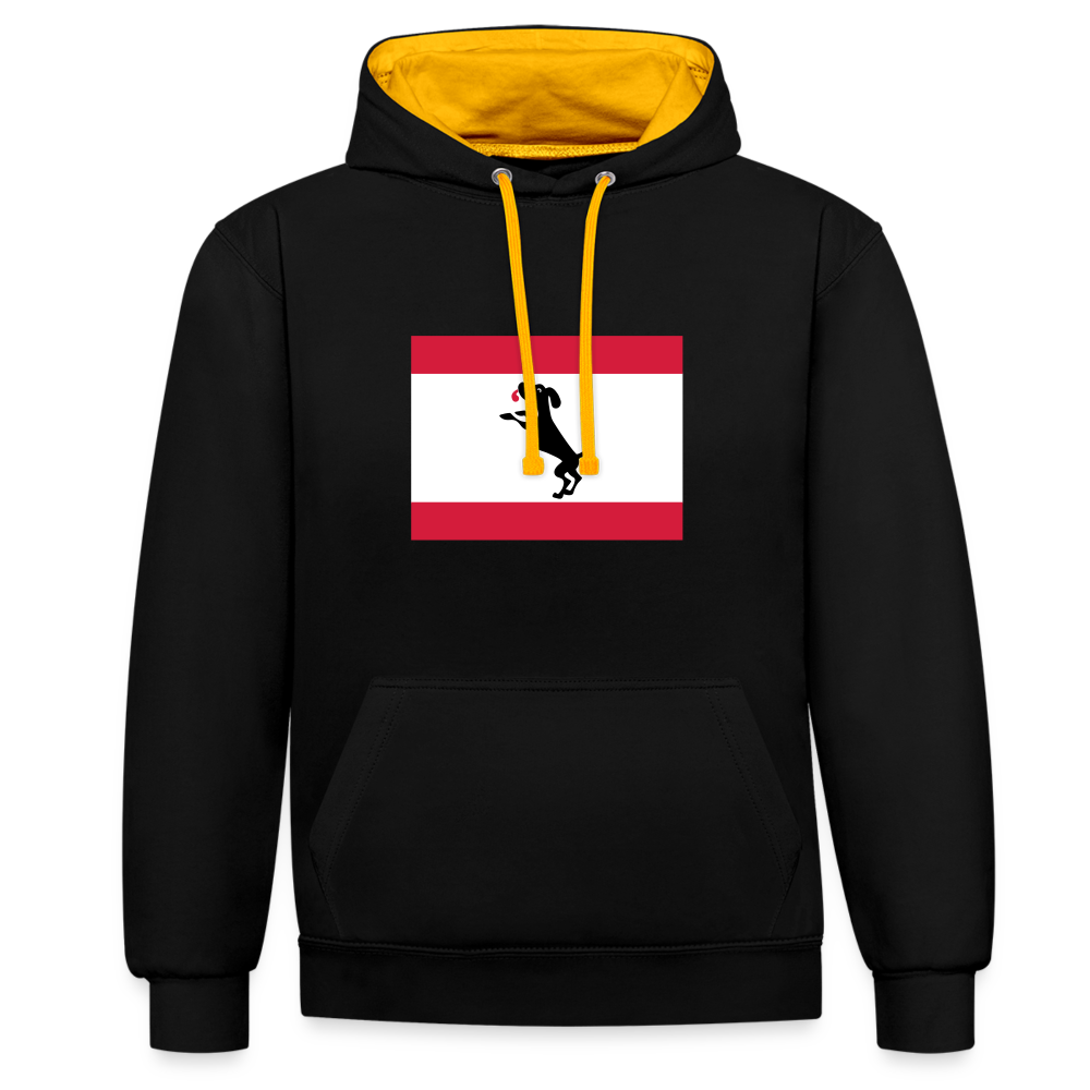 Berliner Flagge mit Hund - Kontrast Hoodie - Schwarz/Gold