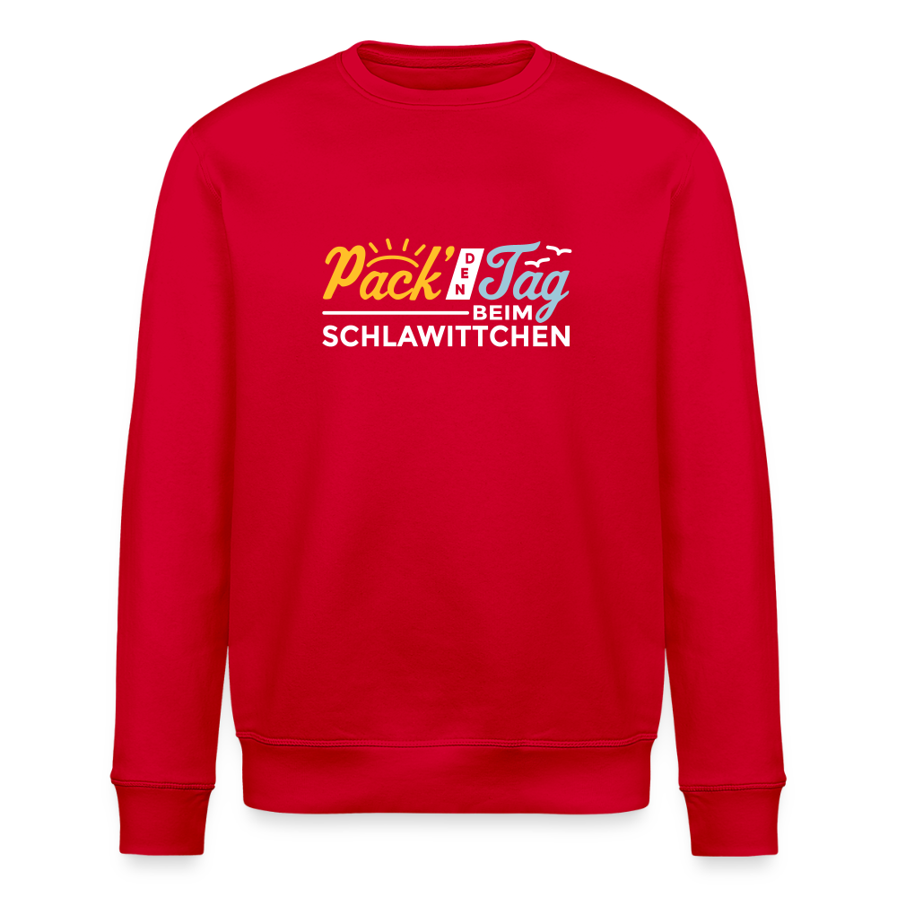 Pack' den Tag beim Schlawittchen - Unisex Bio Sweatshirt - Rot