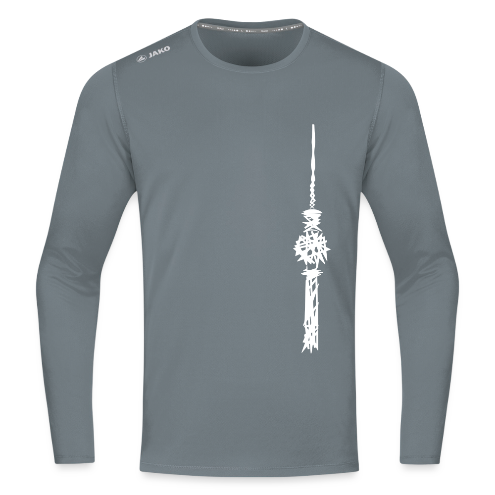 Fernsehturm Zick zack - Männer Sport Langamshirt - Grau