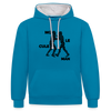 Mo le cule Man - Kontrast Hoodie - Pfauenblau/Grau meliert