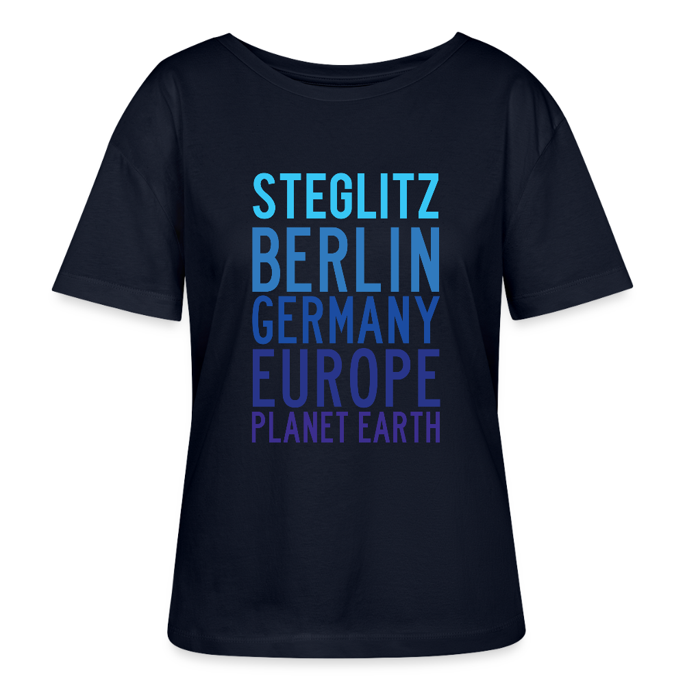 Steglitz Planet Earth - Relaxed Rundhals Frauen Bio-T-Shirt - Navy