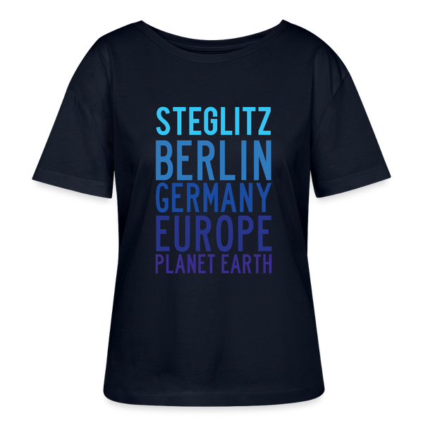 Steglitz Planet Earth - Relaxed Rundhals Frauen Bio-T-Shirt - Navy
