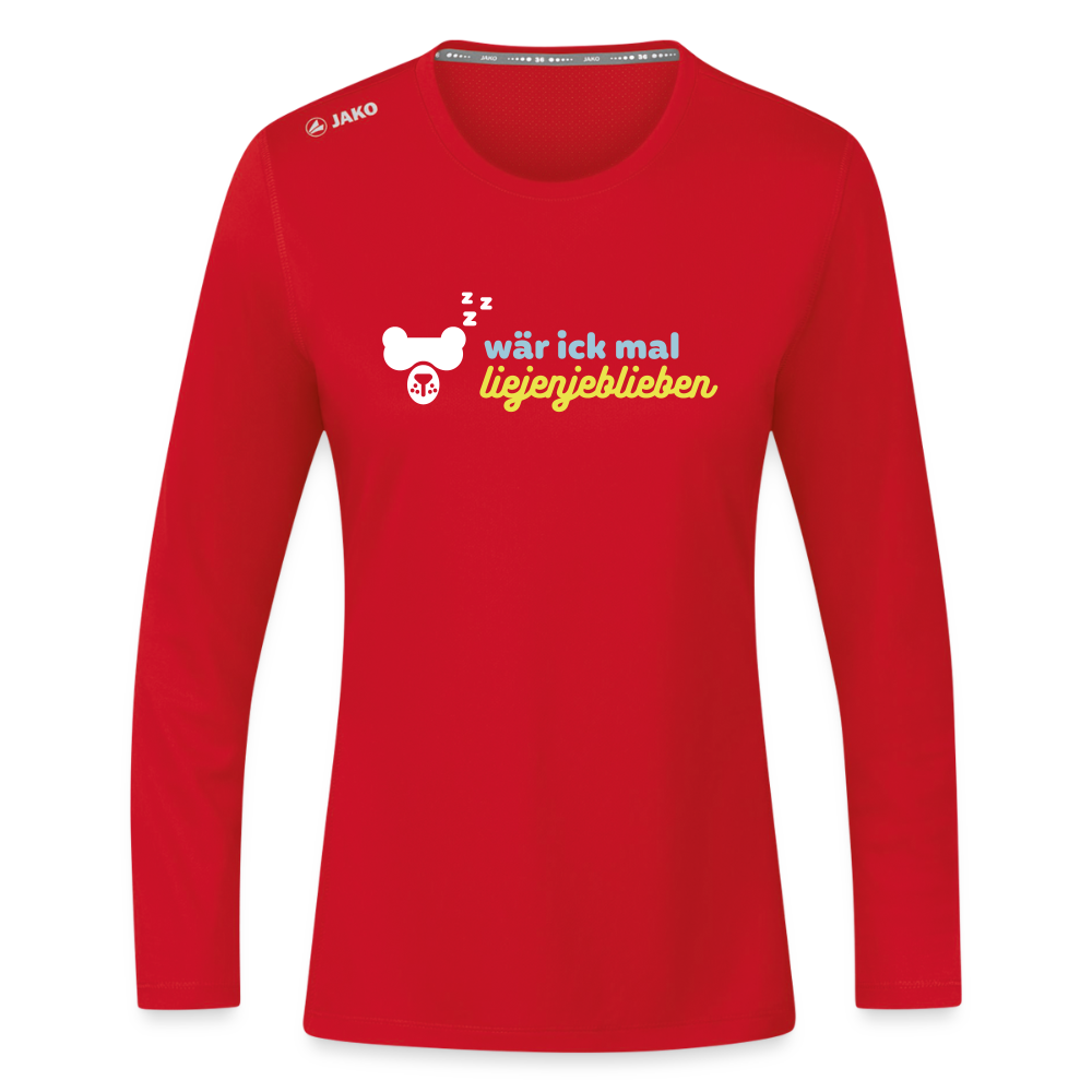 wär ick mal liejenjeblieben - Frauen Sport Langarmshirt - Rot