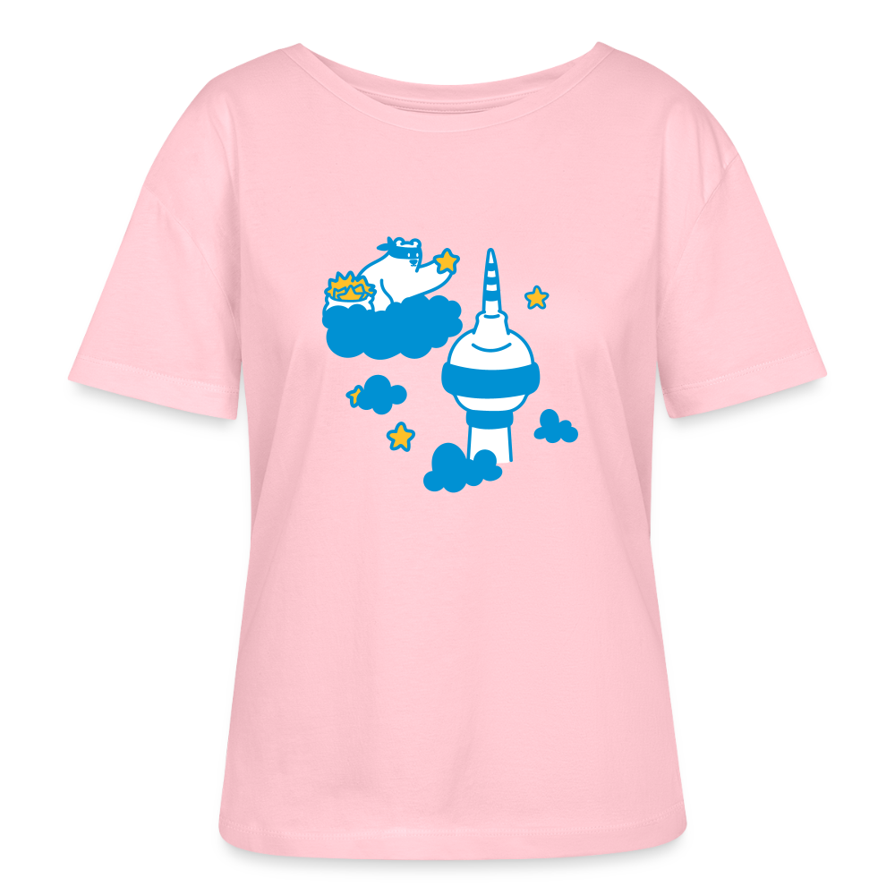 Berliner Bär bei Nacht - Relaxed Rundhals Frauen Bio-T-Shirt - Hellrosa