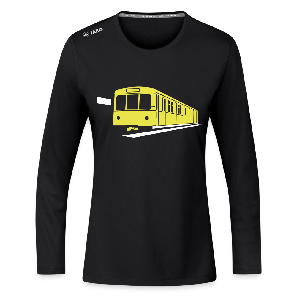 Die U-Bahn kommt - Frauen Sport Langarmshirt - Schwarz