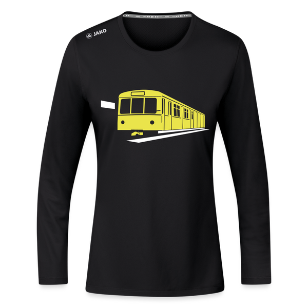 Die U-Bahn kommt - Frauen Sport Langarmshirt - Schwarz